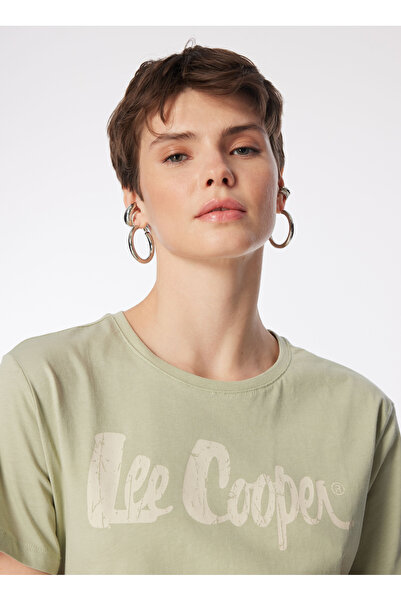 Lee Cooper O Neck Printed Light Khaki Women's T-Shirt 242 Lcf 242005 Londonlogo A. Khaki