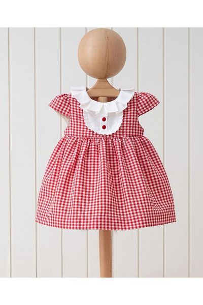 morwind Baby Girl Dress Gingham Plaid Patterned