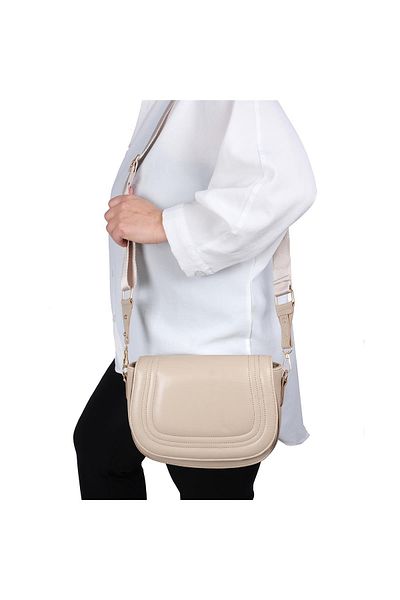 Bagacar Geantă de mână și de umăr elegantă cu capac bej - design încrucișat