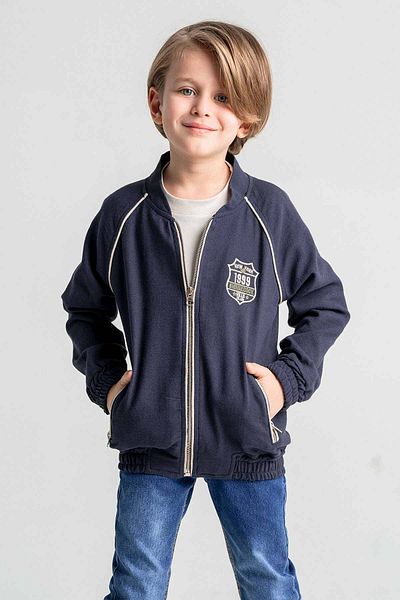 Gold Class Kidswear Бродирано ленено яке за момче с двоен джоб и подплата