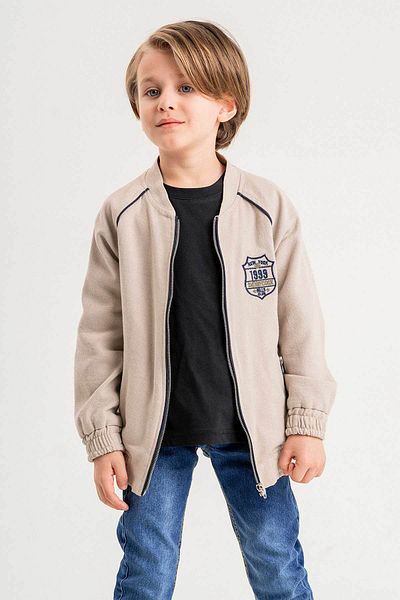 Gold Class Kidswear Бродирано ленено яке за момче с двоен джоб и подплата