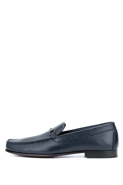 Tamer Tanca Men's Genuine Leather Navy Blue Loafers