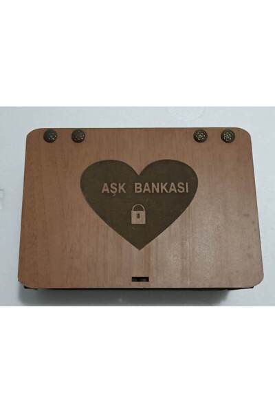 MAGİTOPTAN Aşk Bankası Ahşap Hediye Kutusu Sevgiliye Hediye