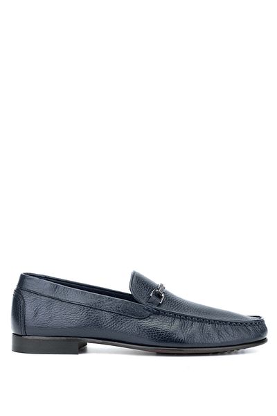 Tamer Tanca Men's Genuine Leather Navy Blue Loafers