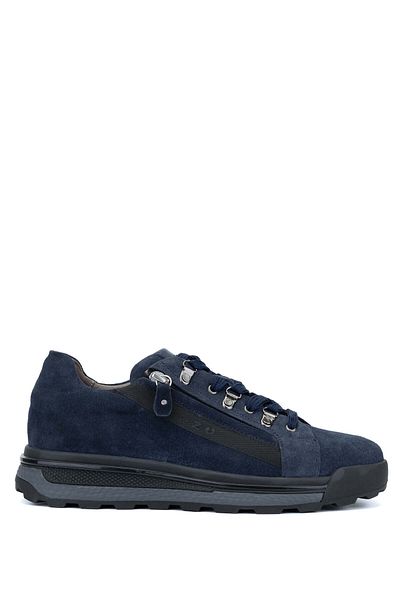 Tamer Tanca Navy Blue Suede Genuine Leather Men's Casual Shoes