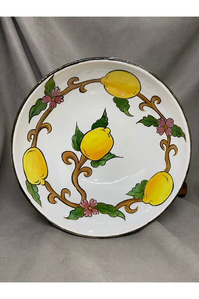 Çini 20 cm Limon Desenli Damalı Kase