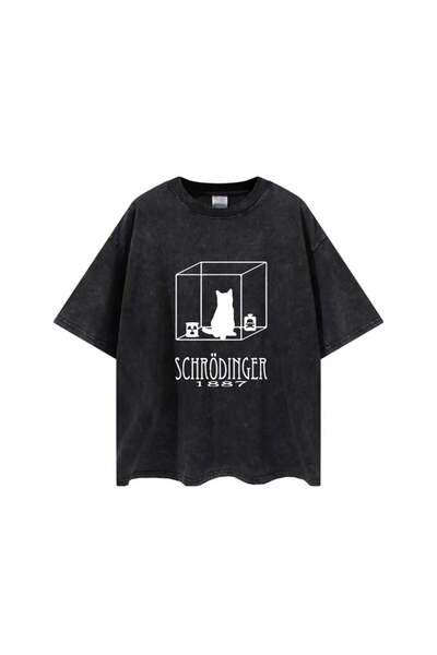 Touz Moda Washable Cat In Cube Printed Unisex Oversize Vintage T-shirt