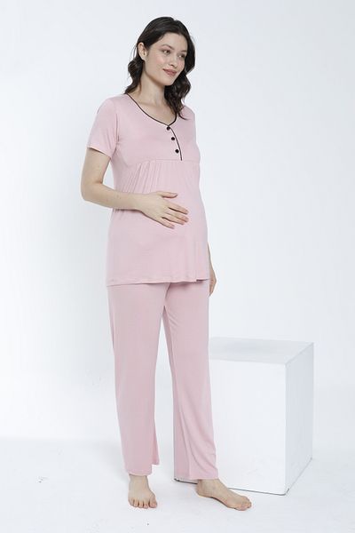 Miss Dünya Lissa Women's Short Sleeve Maternity and Maternity Pajamas Set
