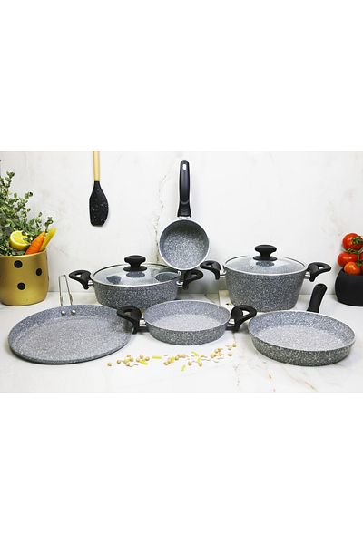 Evita Eco Bio Granite 8 Piece Cookware Set - Family