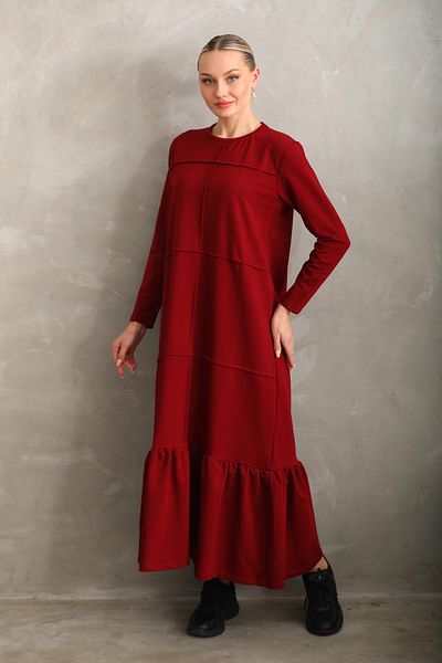 WestBound Fustă Rosie Claret Blocata Hijab cu Voluri Rochie Sport Lungă Zilnic