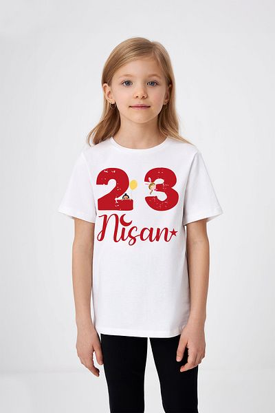 ADABEBEK 23 aprilie Tricou pentru fetiță cu imprimeu special, cu detaliu de lună și stea