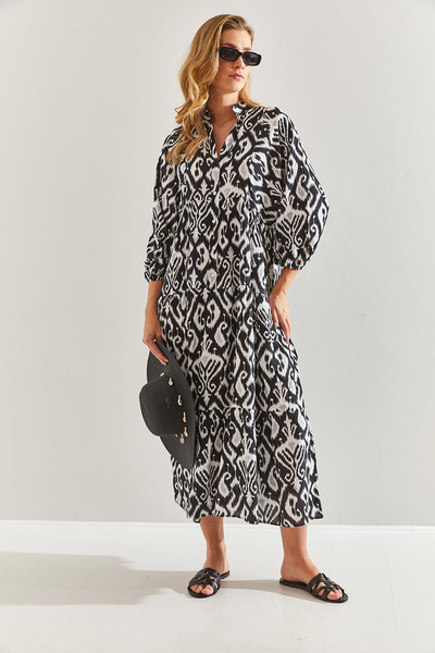 Bianco Lucci Mehrfarbig gemustertes Viskosekleid für Damen60171051