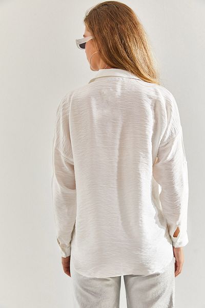 Bianco Lucci Damen-Hemd Ayrobin aus Leinen mit Steinstickerei und Doppeltaschen60171043