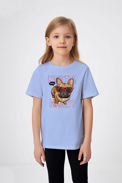 ADABEBEK Need a Hand Written Glasses Puppy Printed Tricou pentru fetiță