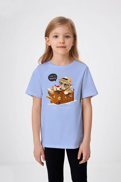 ADABEBEK Tricou imprimat cu pisici pentru fetiță cu valiză cu inscripții Take a Break