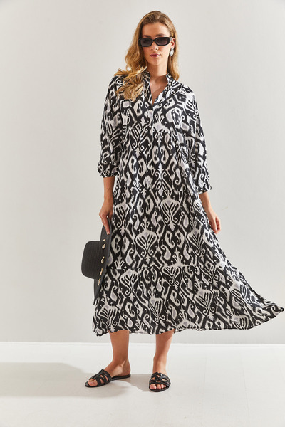 Bianco Lucci Mehrfarbig gemustertes Viskosekleid für Damen60171051