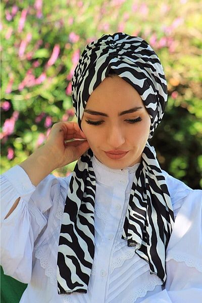 tessetür Bone diyarı Zebra Pattern Design Bonnet