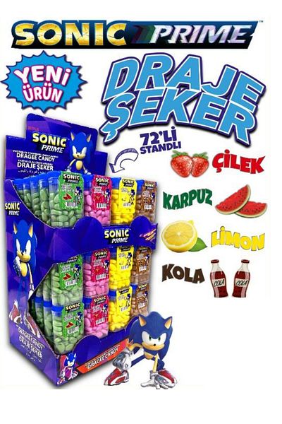 Sonic Dragee Sugar with Stand - 15 Gr X 72 Pieces