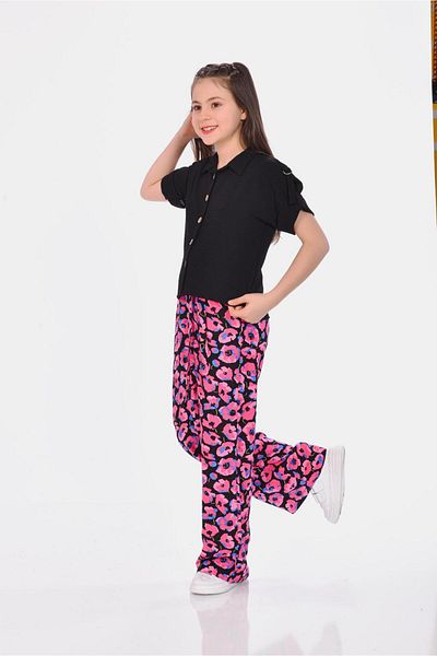 RAMON&ARTOS Patterned Viscose Girls' Trousers - Comfortable Cut, Wide Leg