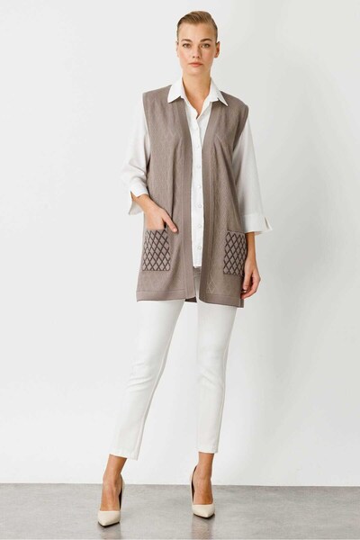 Mutlu Ertan Baklava Pattern Openwork Knitwear Short Vest
