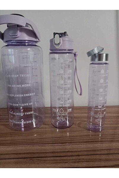Seram Collection Şeffaf 3lü Set Su Matarası Su Şişesi Suluk 2lt+900ml+600ml T...