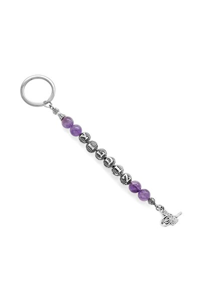 PİGADO İsme Kişiye Özel Tasarımlı Ametist Doğaltaş Anahtarlık