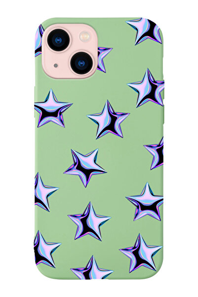 shoptocase Iphone 13 Uyumlu Mor Yıldızlar Desenli Lansman Silikon Telefon Kılıfı