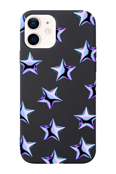 shoptocase Iphone 12/12PRO Uyumlu Mor Yıldızlar Desenli Lansman Silikon Telef...
