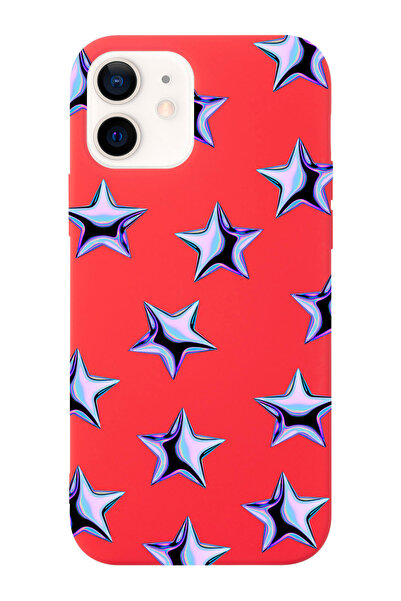 shoptocase Iphone 12/12PRO Uyumlu Mor Yıldızlar Desenli Lansman Silikon Telef...