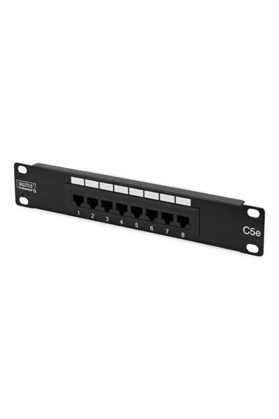 Assmann Digitus DN-91508U 8 porturi 1U CAT5E Dolu Panel Siyah Patch Panel
