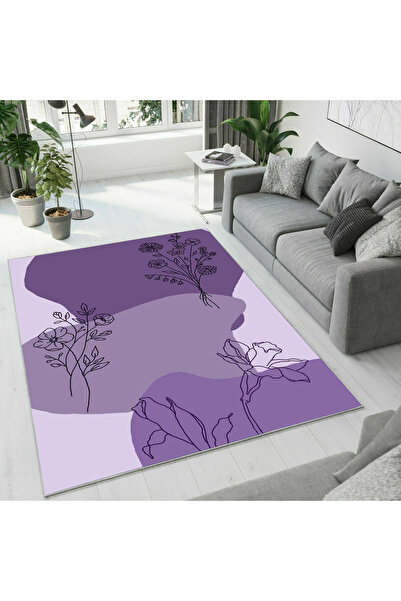 Colorix Carpet Dijital Baskı Dekoratif Kaymaz Taban Antibakteriyel Yıkanabili...