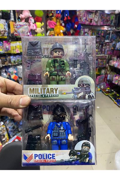 liss çarşı Police and Soldier Lego Set of 2 with Accessories