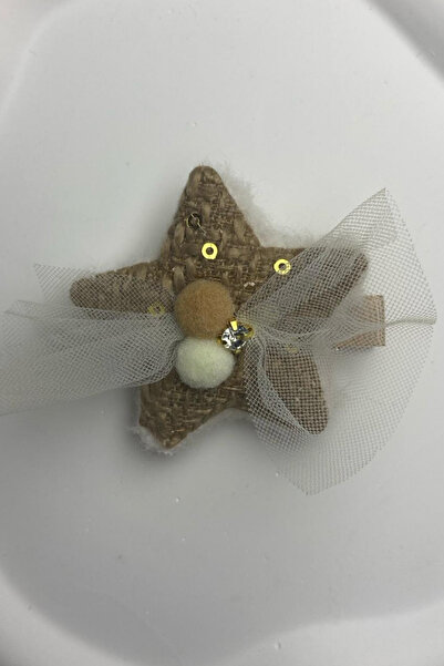 Jaida Moda Cataramă cu stea cu pompon din piatră maro pentru femei