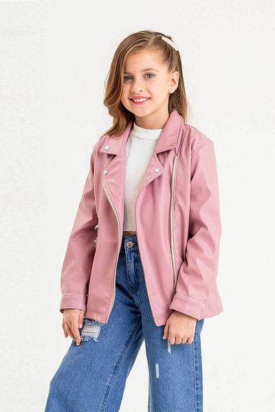 Gold Class Kidswear Кожено яке с подплата за момиче с цип