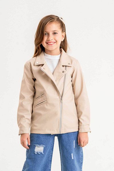 Gold Class Kidswear Zippered Lined Girl Leather Jacket