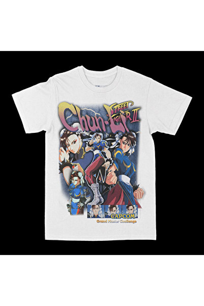 rebelberi Chun-Li Street Fighter anime stil bootleg bela oversize unisex majica