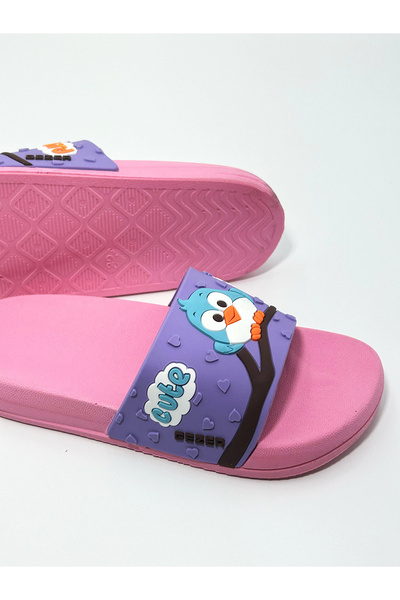 GEZER Çocuk Unisex Kaymaz Taban Desenli Terlik (Plaj-Banyo-Havuz-Balkon)