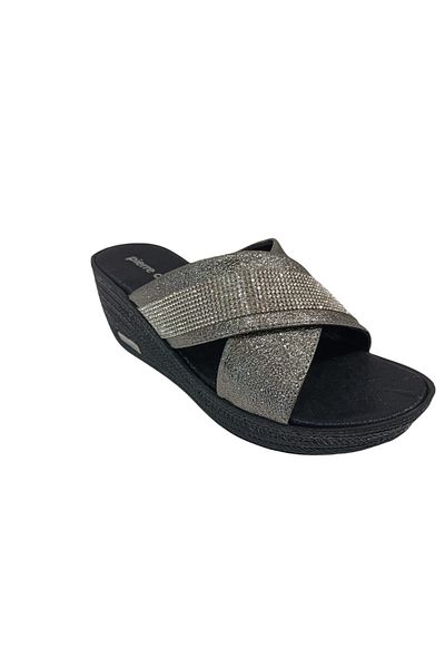 Pierre Cardin 3507 Platinum Wedge Sole Women's Slippers