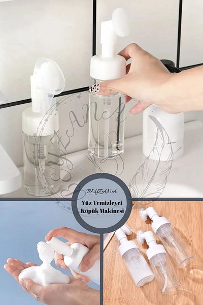 BEYZANA Facial Cleansing Foam Machine with Transparent Silicone Brush - Refillable Pump Bottle