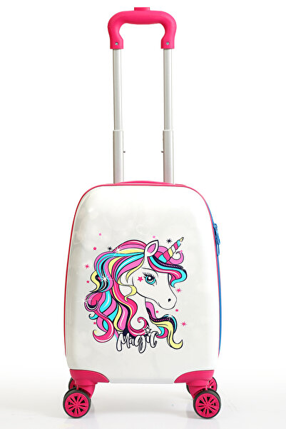 Gedox Kids Pembe Beyaz Unicorn Desenli Kız Çocuk Valizi 152