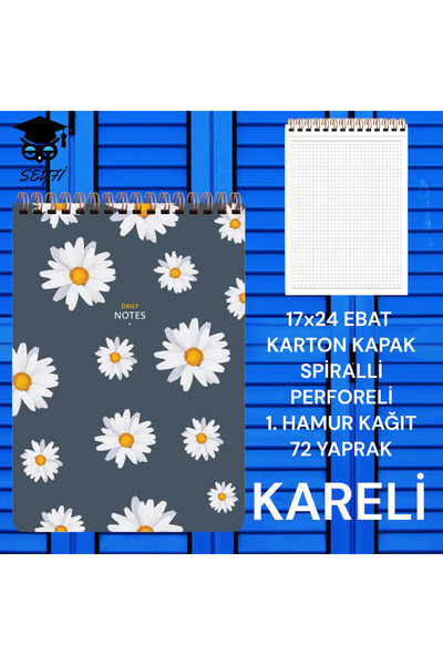 SEYFİKİRTASİYE 17X24 CM CARDEDAT 72 FOI CAPAC DE CARDBOARD CU DESCHIDERE SUPERIOR CADERE CU SPIȚĂ FĂRĂ LINIURI PAGINA ALBĂ 1. Hârtie pentru rulouri PERFORATĂ
