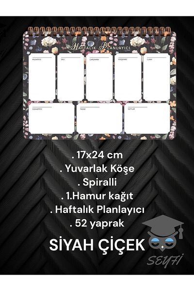 SEYFİKİRTASİYE 17X24 CM SPIRAL PLANNER 52 WEEKS ROUND CORNER 1stDRUM PAPER WIRE PLANNER PLANNER