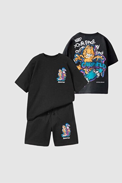 Pink Hippo Kids Детски шорти с щампа на котката Гарфийлд, тениска с горнище и...