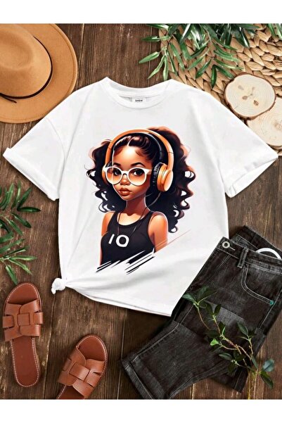 COOL GIRL PRINTED CREW NECK 100% COTTON KIDS TSHIRT