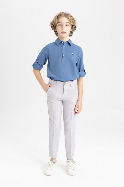 DeFacto Boy's Polo Neck Jean Look Long Sleeve Shirt B7486a824sm