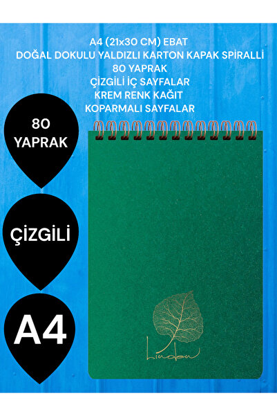 SEYFİKİRTASİYE Caiet A4 (21x30 CM) cu linii, 80 de coli, copertă din carton, ...