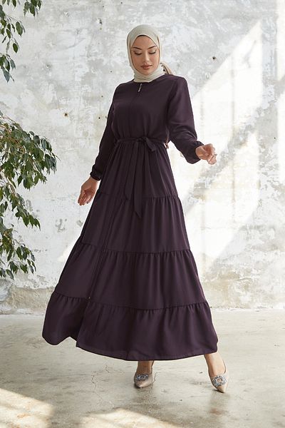 InStyle Belted Skirt Gather - Plum