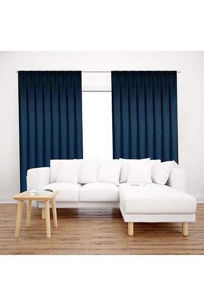 Premier Home Satin Background Curtain 140x260 Navy Blue