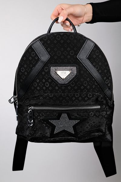 LuviShoes SANTIAGO Μαύρο εμπριμέ γυναικείο σακίδιο πλάτης