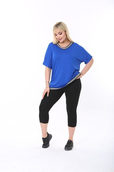 xlargebutik Purple Ribbed Plus Size Clothing Buluz